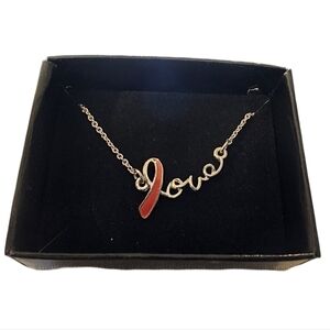 AVON Signed Pink Love Ribbon Breast Cancer Awareness Necklace